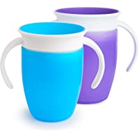 Munchkin Miracle 360° Set de 2 Vasos de Entrenamiento con Asas- Azul-Morado (Blue-Purple)- 2 x 207 ml